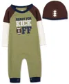 Baby Essentials Baby Boys Ready For Kickoff Football Coverall & Cap, 2 Piece Set In Green