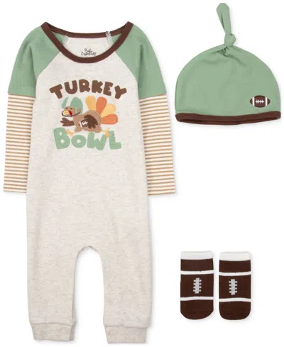 Baby Essentials Baby Boys Turkey Bowl Coverall, Cap & Socks, 3 Piece Set In Multi