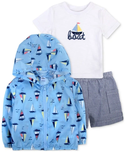 Baby Essentials Baby Boys Windbreaker, Boat T-shirt And Shorts, 3 Piece Set In Navy