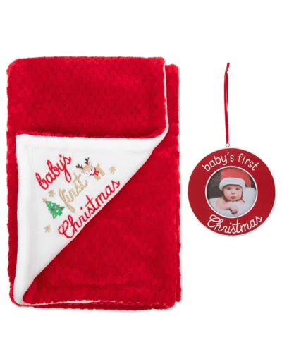Baby Essentials Baby's First Christmas Blanket & Frame, 2-piece Set In Red