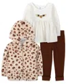 Baby Essentials Baby Girl Leopard Long Sleeve Top, Jacket & Pant, 3-piece Set In Cream