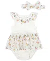 Baby Essentials Baby Girls 2-pc. Floral Skirted Bodysuit & Headband Set In White