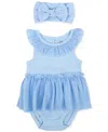 Baby Essentials Baby Girls 2-pc. Skirted Bodysuit & Headband Set In Blue