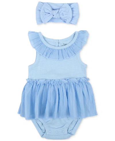 Baby Essentials Baby Girls 2-pc. Skirted Bodysuit & Headband Set In Blue
