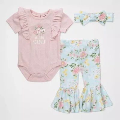 Baby Essentials Baby Girls 3-pc. Pant Set In Pink