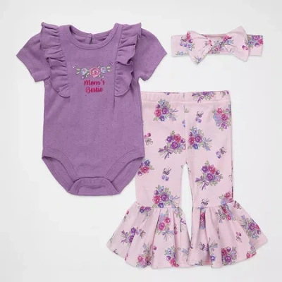 Baby Essentials Baby Girls 3-pc. Pant Set In Purple