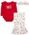 Baby Essentials Candy Cane Cutie Baby Girls 3-pc. Pant Set In Multi