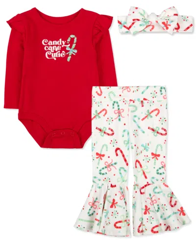 Baby Essentials Baby Girls 3-piece Candy Cane Cutie Set In Multi