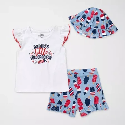 Baby Essentials Baby Girls 3-pc. Short Set In Multi