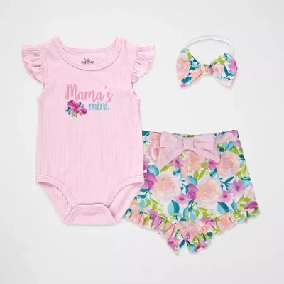 Baby Essentials Baby Girls 3-pc. Short Set In Multi