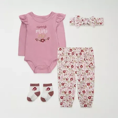 Baby Essentials Baby Girls 4-pc. Baby Clothing Set In Multi