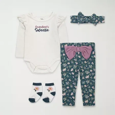 Baby Essentials Baby Girls 4-pc. Baby Clothing Set In Multi