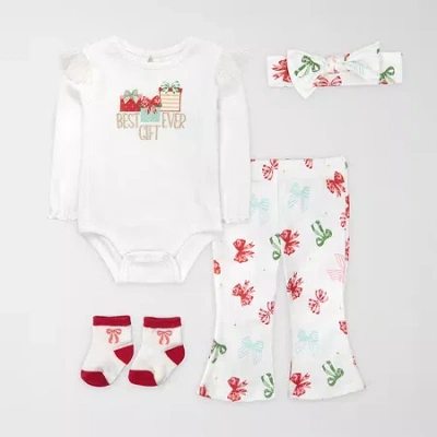 Baby Essentials Baby Girls 4-pc. Pant Set In Multi