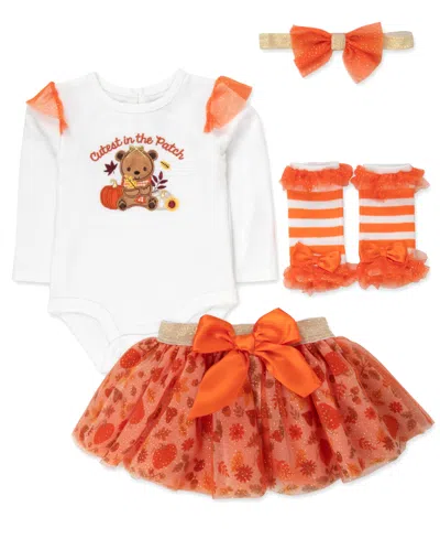 Baby Essentials Baby Girls' My 1st Halloween Bodysuit, Skirts, Leg Warmers And Headband, 4-piece Set In Multi