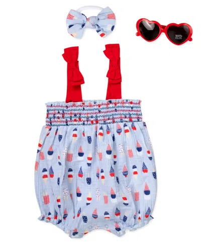 Baby Essentials Baby Girls' Ice Cream Print Romper, Headband And Sunglasses, 3-piece Set In Multi