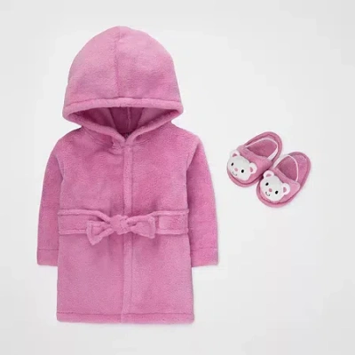 Baby Essentials Baby Girls Knee Length Long Sleeve Robe In Pink