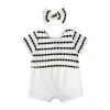 Baby Essentials Baby Girls Short Sleeve Striped 2-pc. Romper In Black