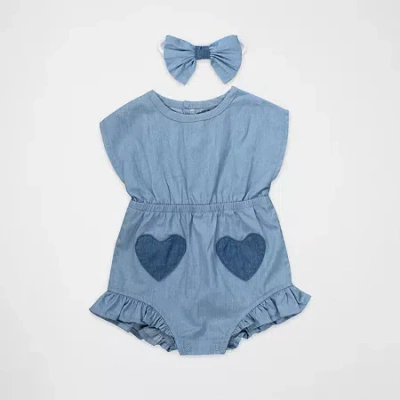 Baby Essentials Baby Girls Sleeveless Romper In Blue