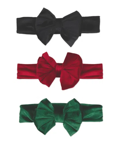 Baby Essentials Baby Girls Velour Headband, 3-pack In Multi