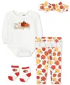 Baby Essentials Baby My 1st Thanksgiving Bodysuit, Pants, Headband & Socks, 4 Piece Set In White