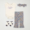 Baby Essentials Daddys Girl Baby Girls 4-pc. Pant Set In Multi