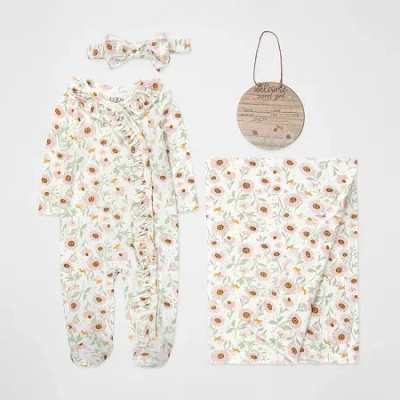 Baby Essentials Girls 4-pc. Baby Clothing Set In White