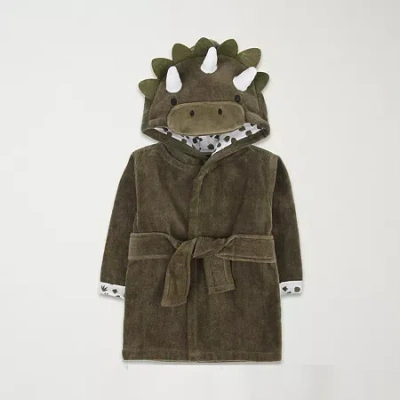 Baby Essentials Hooded Dinosaur Baby Boys Knee Length Long Sleeve Robe In Green