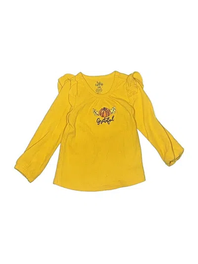 Pre-owned Baby Essentials Kids' Long Sleeve Top Yellow Ruffles Neckline Tops