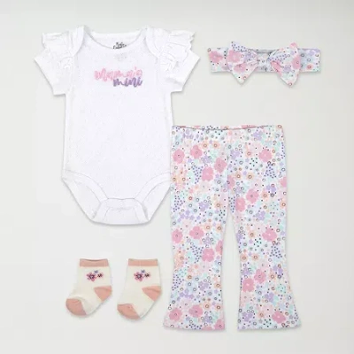 Baby Essentials Mamas Mini Baby Girls 4-pc. Pant Set In White