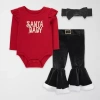 Baby Essentials Santa Baby Baby Girls 3-pc. Pant Set In Red