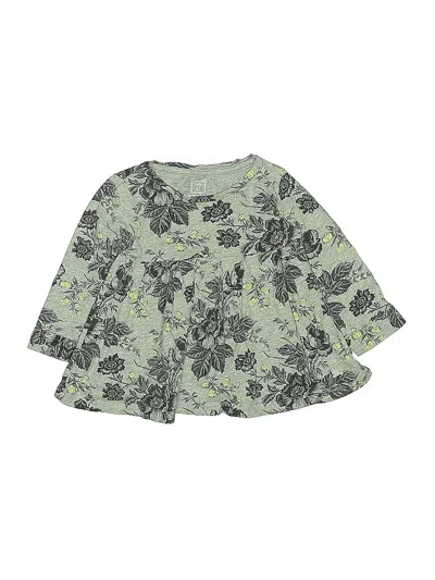 Pre-owned Baby Gap Kids' 3/4 Sleeve Top Green Keyhole Neckline Tops