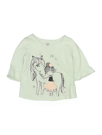 Pre-owned Baby Gap Kids' 3/4 Sleeve Top Teal Keyhole Neckline Tops In Blue