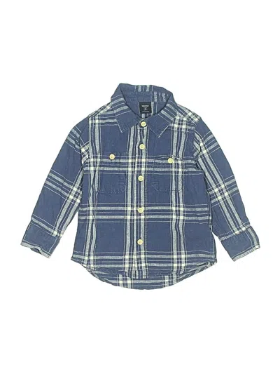Pre-owned Baby Gap Kids' Long Sleeve Button Down Shirt In Blue