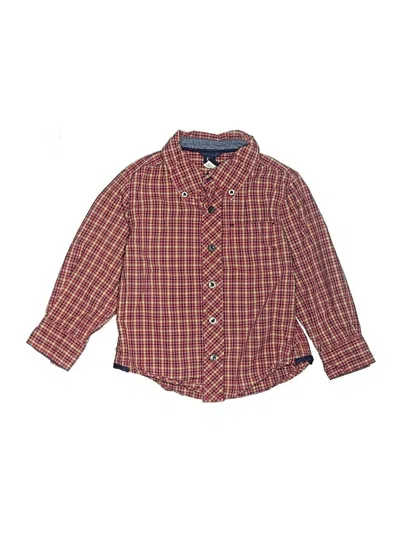 Pre-owned Baby Gap Kids' Long Sleeve Button Down Shirt In Burgundy