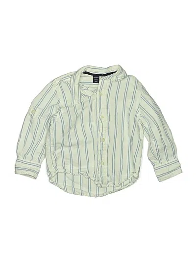 Pre-owned Baby Gap Kids' Long Sleeve Button Down Shirt In Green