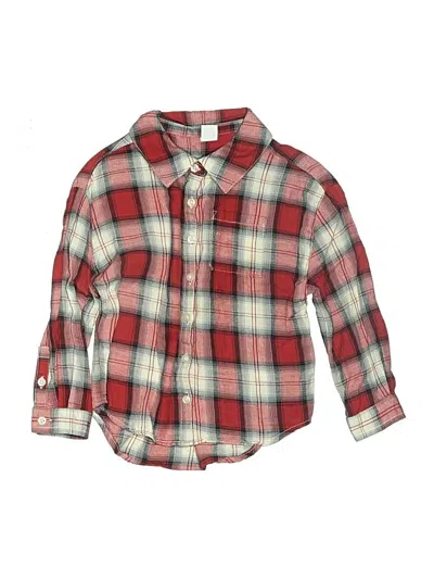 Pre-owned Baby Gap Kids' Long Sleeve Button Down Shirt In Red
