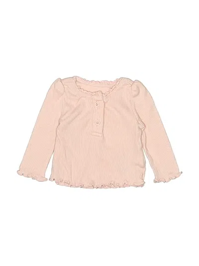 Pre-owned Baby Gap Babies' Long Sleeve Henley Shirt In Pink