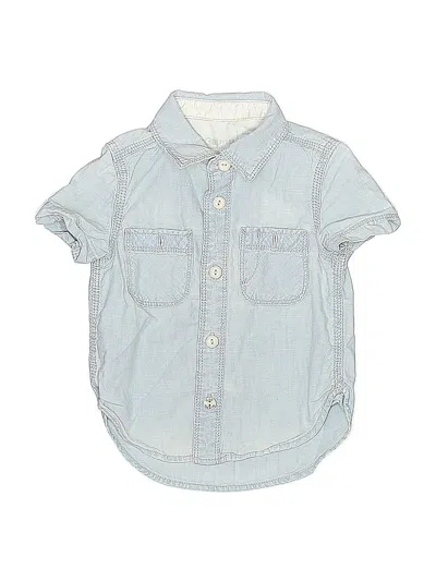 Pre-owned Baby Gap Kids' Short Sleeve Button Down Shirt In Blue