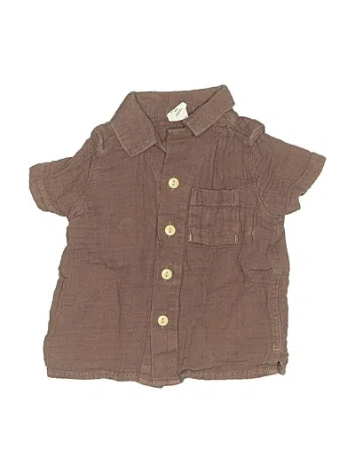 Pre-owned Baby Gap Babies' Short Sleeve Button Down Shirt In Brown
