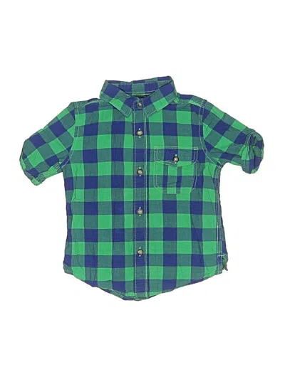 Pre-owned Baby Gap Kids' Short Sleeve Button Down Shirt In Green