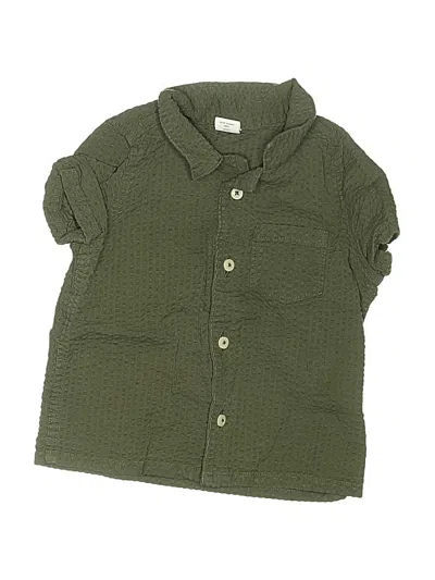 Pre-owned Baby Gap Kids' Short Sleeve Button Down Shirt In Green