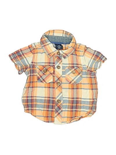 Pre-owned Baby Gap Babies' Short Sleeve Button Down Shirt In Orange