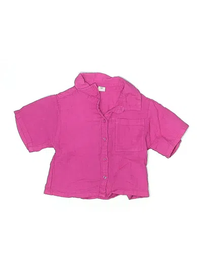 Pre-owned Baby Gap Kids' Short Sleeve Button Down Shirt In Pink