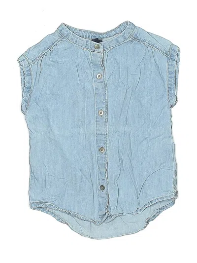 Pre-owned Baby Gap Kids' Sleeveless Button Down Shirt In Blue