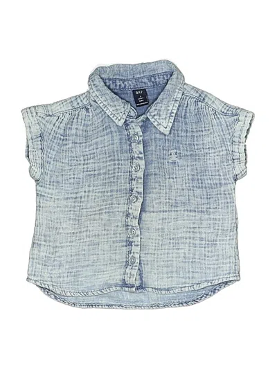 Pre-owned Baby Gap Kids' Sleeveless Button Down Shirt In Blue