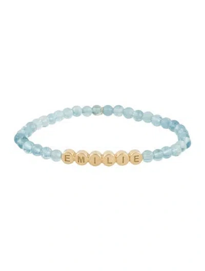 Pre-owned Baby Gold 14k Aquamarine Bead Strand Bracelet, 6.25" In Multi