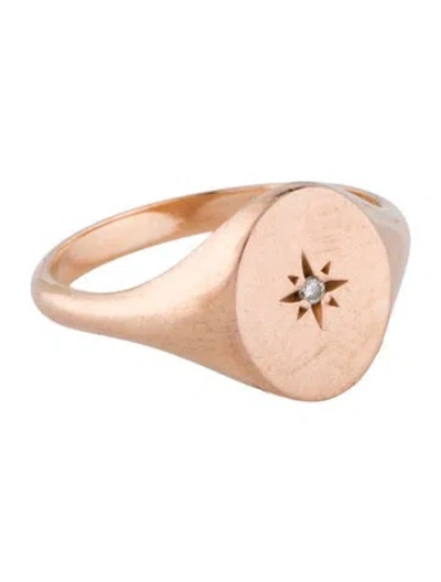 Pre-owned Baby Gold 14k Diamond Moyen Starset Signet Ring In Multi