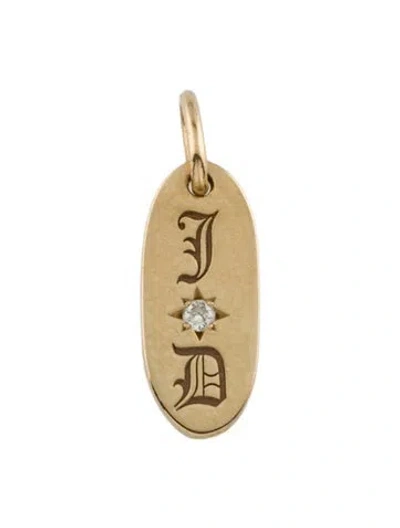 Pre-owned Baby Gold 14k Diamond Oval Starset Diamond Initial Charm, 0.75" In Multi