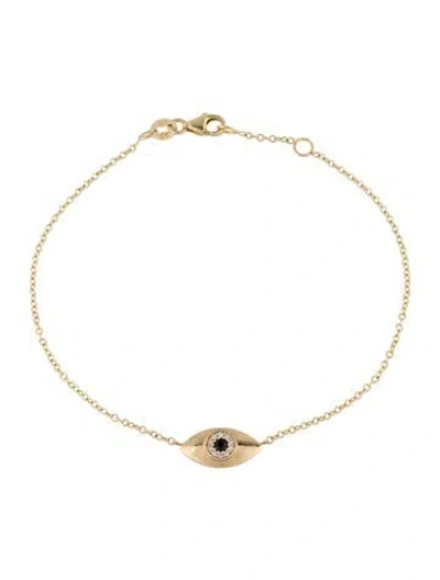 Pre-owned Baby Gold 14k Sapphire & Diamond Evil Eye Bracelet, 7" In Multi