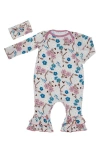 Baby Grey By Everly Grey Baby Grey Ruffle Romper & Head Wrap Set In Magnolia